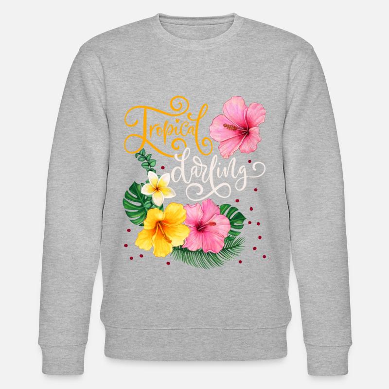 Fleurs tropicales, Tropical Darling, Calligraphie - Sweat bio CHANGER Stanley/Stella Unisexe - gris chiné