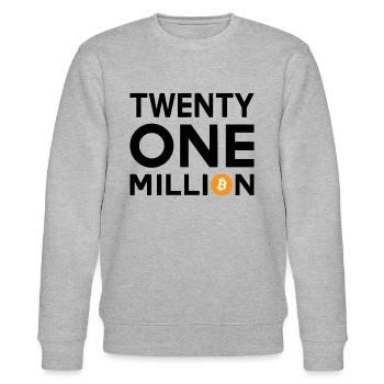 Bitcoin Twenty One Million - Stanley/Stella Unisex Bio-Sweatshirt CHANGER  - Grau meliert - Vorne - Nik (191cm) & Marisol (170cm)