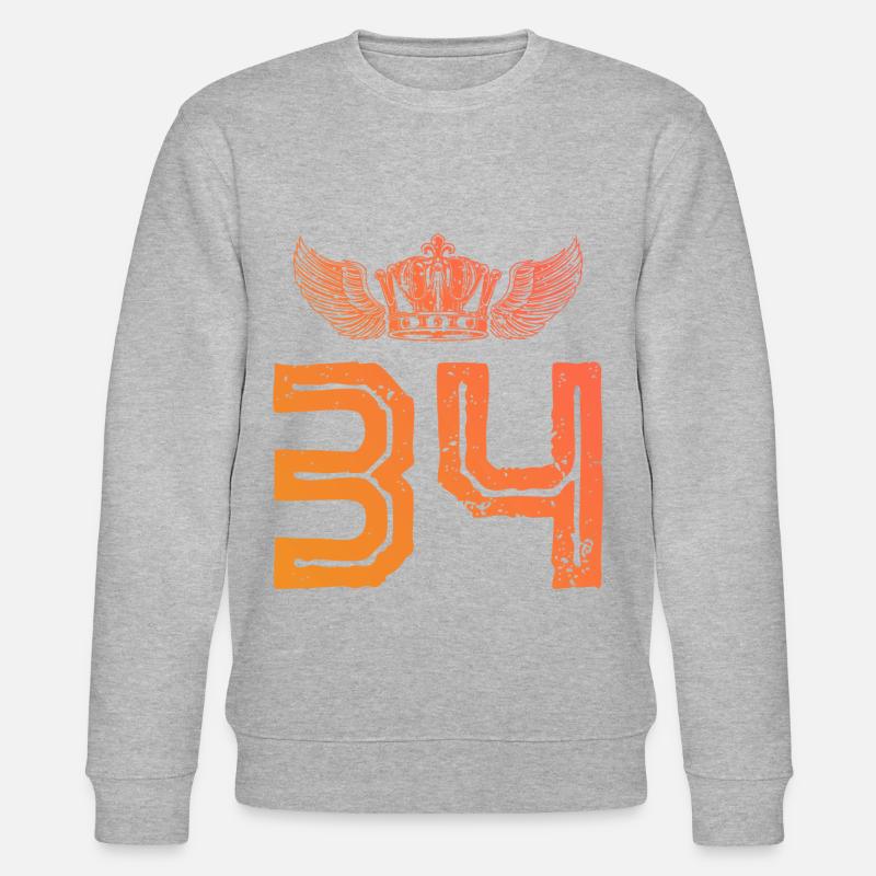 34 Zahl Krone - Stanley/Stella Unisex Bio-Sweatshirt CHANGER  - Grau meliert