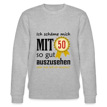50 ans et beau look drôle T-shirt cadeau - Sweat bio CHANGER Stanley/Stella Unisexe - gris chiné - Devant - Nik (191cm) & Marisol (170cm)