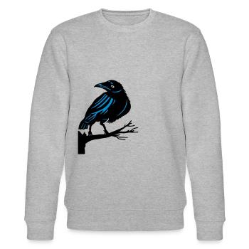 Rabe auf einem Baum Krähe Vogel Baum - Stanley/Stella Unisex Bio-Sweatshirt CHANGER  - Grau meliert - Vorne - Nik (191cm) & Marisol (170cm)