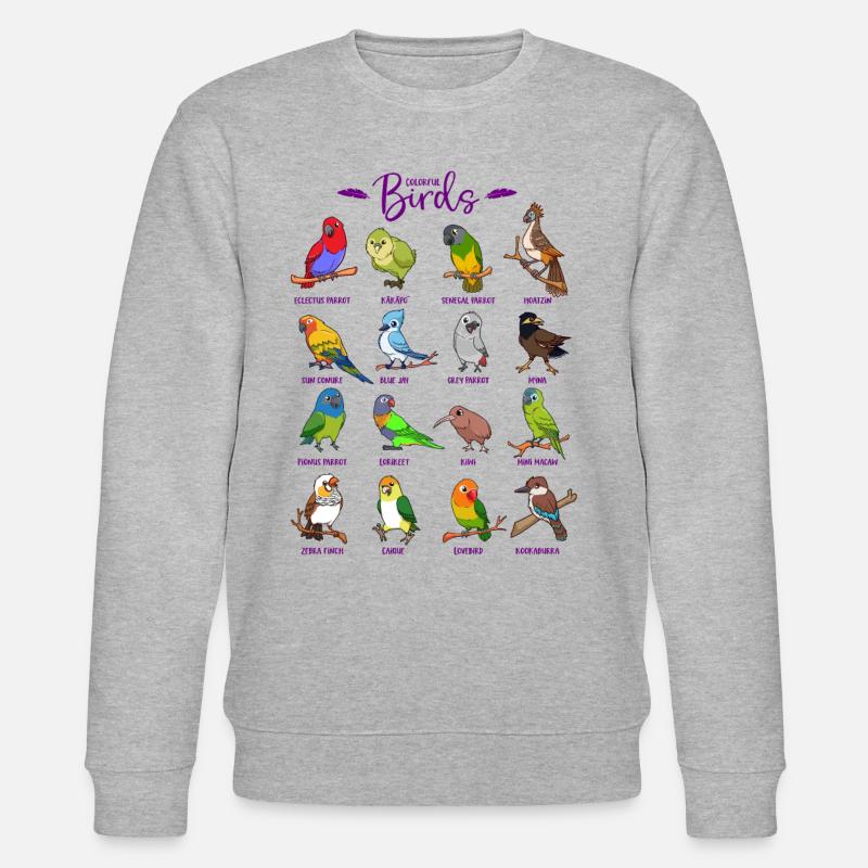 Différents oiseaux de dessin animé - Sweat bio CHANGER Stanley/Stella Unisexe - gris chiné