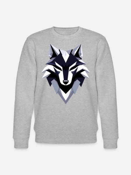 Wolf Low Poly Logo Design - Stanley/Stella CHANGER Unisex Organic Sweatshirt - heather grey