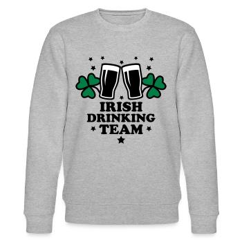 Irish Drinking team member seamróg seamair - Stanley/Stella Unisex Bio-Sweatshirt CHANGER  - Grau meliert - Vorne - Nik (191cm) & Marisol (170cm)