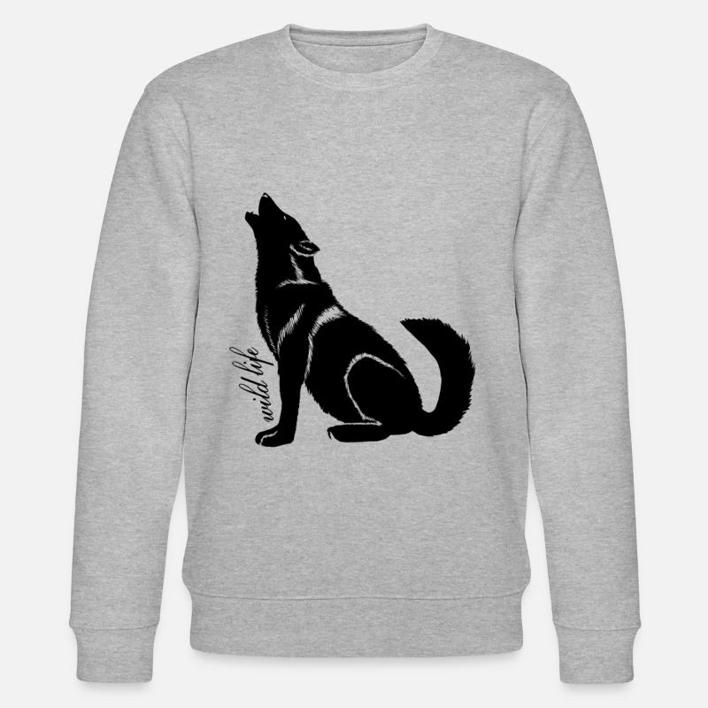 Wolf heulend Wildlife - Stanley/Stella Unisex Bio-Sweatshirt CHANGER  - Grau meliert