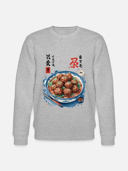 Japansk Ukiyo-e Mat Konst Kött Ramen Soppa - Ekologisk sweatshirt CHANGER unisex från Stanley/Stella - gråmelerad