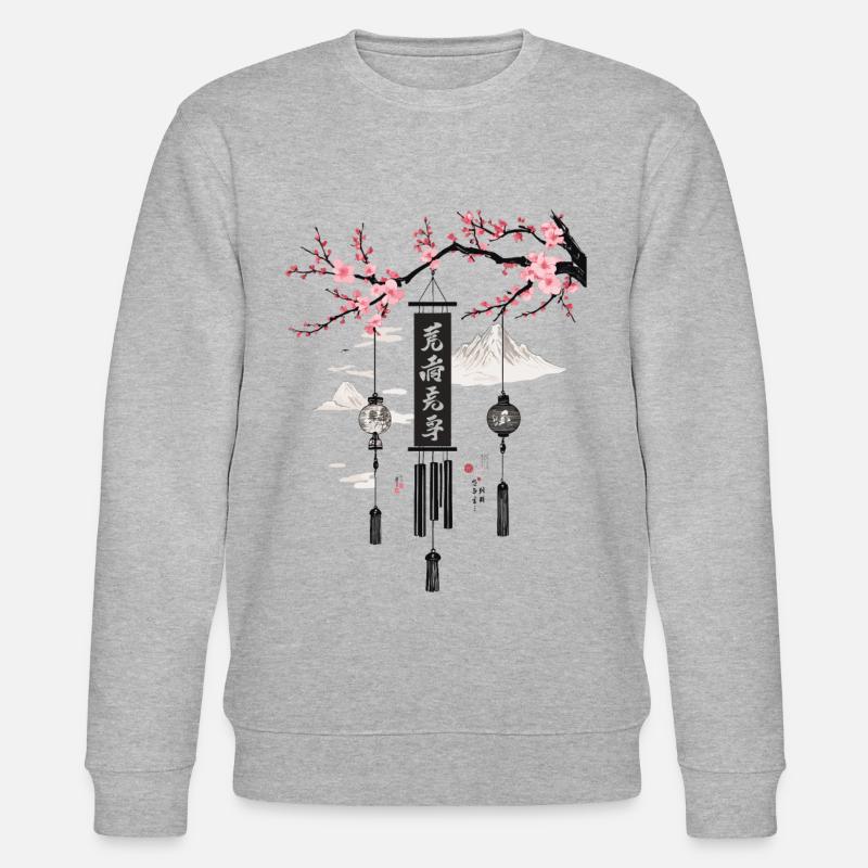 Asiatische Windglocken Kirschblüten Kunst - Stanley/Stella Unisex Bio-Sweatshirt CHANGER  - Grau meliert
