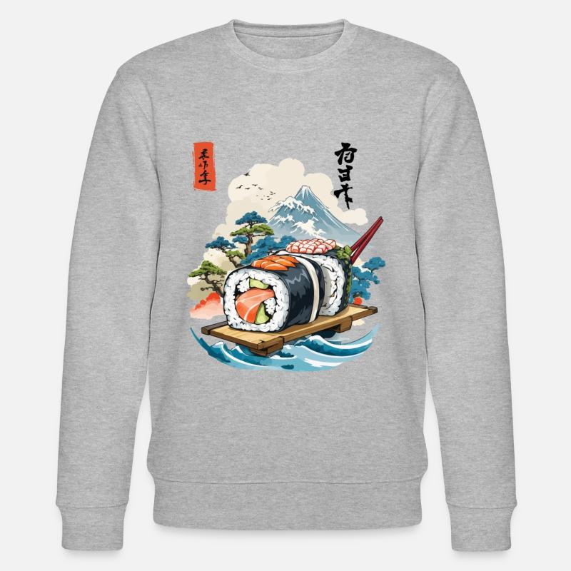 Ukiyo-E Sushi Artwork Design - Stanley/Stella CHANGER Unisex Organic Sweatshirt - heather grey