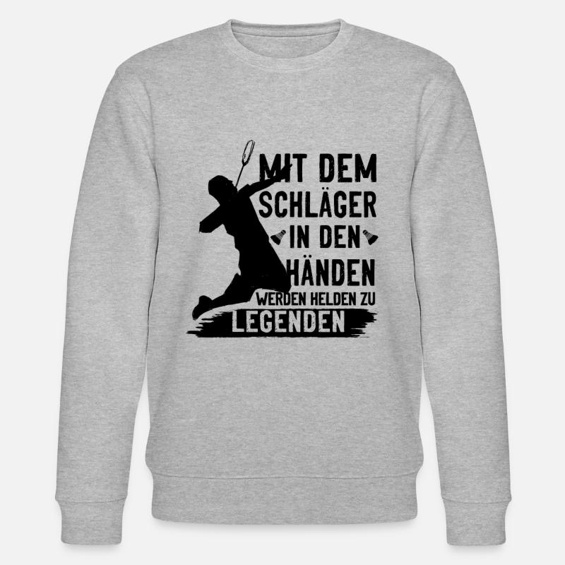 Badminton Platz Spruch, Badminton Geschenk - Stanley/Stella Unisex Bio-Sweatshirt CHANGER - Grau meliert