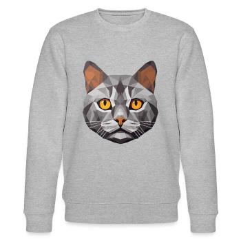British Shorthair Cat BSH Low Polygon - Sweat bio CHANGER Stanley/Stella Unisexe - gris chiné - Devant - Nik (191cm) & Marisol (170cm)
