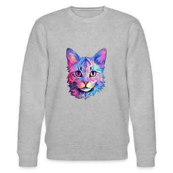Ästhetische Katze - Stanley/Stella Unisex Bio-Sweatshirt CHANGER  - Grau meliert - Vorne - Nik (191cm) & Marisol (170cm)