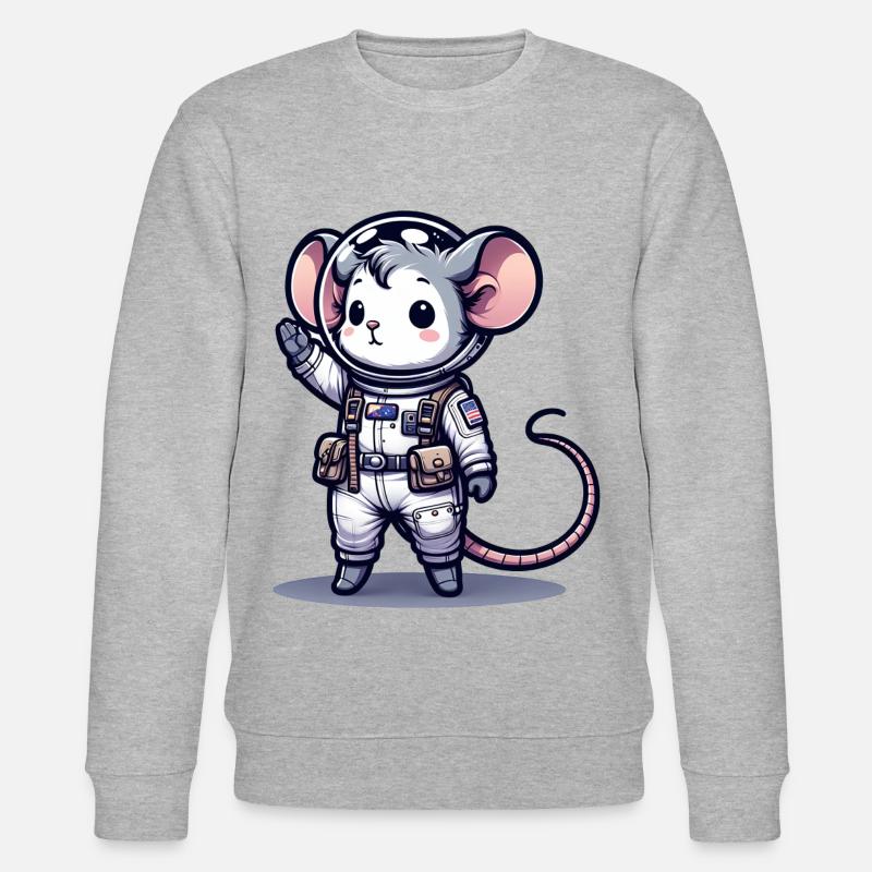 Cute Mouse Astronaut - Stanley/Stella Unisex Bio-Sweatshirt CHANGER  - Grau meliert