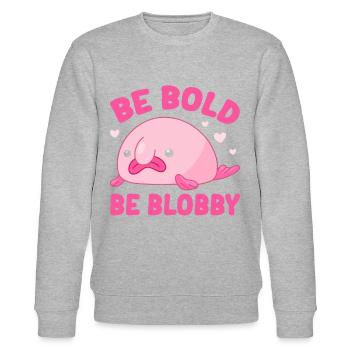 Lustiger Blobfisch Meerestier - Stanley/Stella Unisex Bio-Sweatshirt CHANGER  - Grau meliert - Vorne - Nik (191cm) & Marisol (170cm)