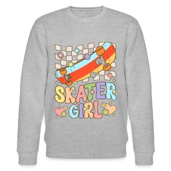 Skateboarding Mädchen Weibliche Skateboarderin Ska - Stanley/Stella Unisex Bio-Sweatshirt CHANGER  - Grau meliert - Vorne - Nik (191cm) & Marisol (170cm)