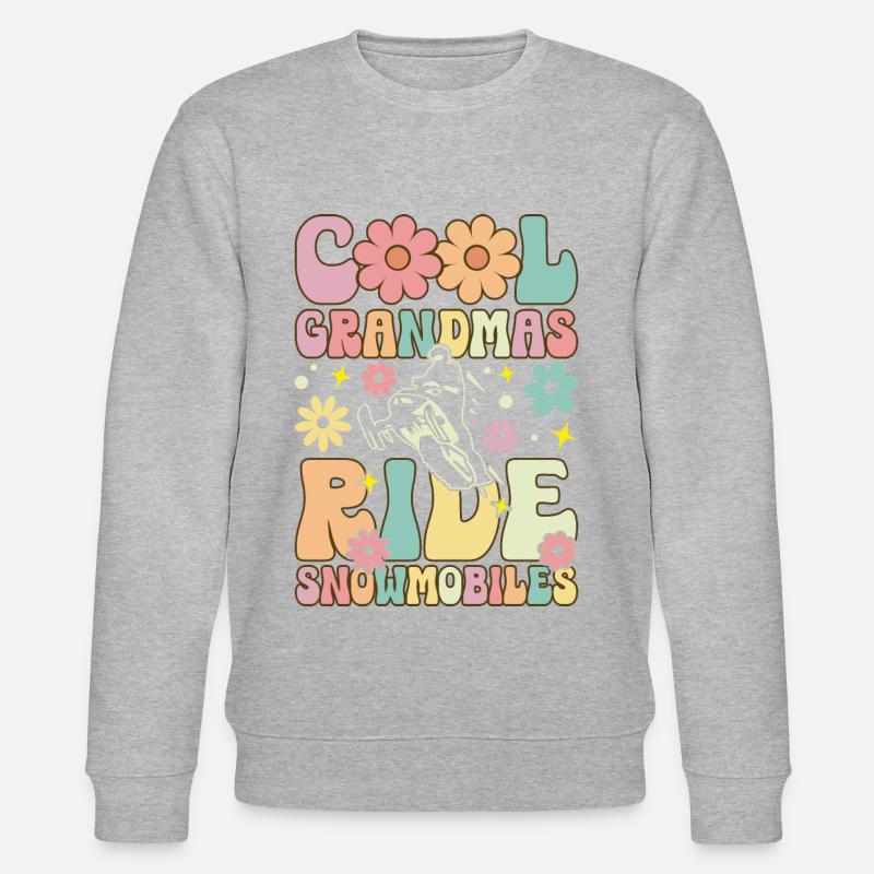 Groovy Snowmobiling Granny - Stanley/Stella CHANGER Unisex Organic Sweatshirt - heather grey