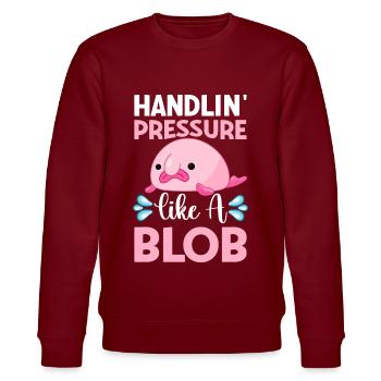 Lustiger Blobfisch Meerestier - Stanley/Stella Unisex Bio-Sweatshirt CHANGER  - Burgunderrot - Vorne - Nik (191cm) & Marisol (170cm)