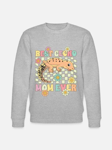 Leopardgecko Mama Eidechse Reptil - Stanley/Stella Unisex Bio-Sweatshirt CHANGER  - Grau meliert