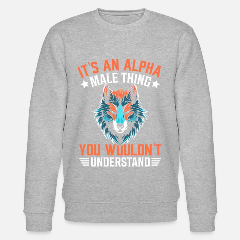 Lustige Männer Wolf - Stanley/Stella Unisex Bio-Sweatshirt CHANGER  - Grau meliert