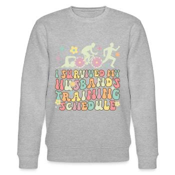 Triathlon-Ehefrau - Stanley/Stella Unisex Bio-Sweatshirt CHANGER  - Grau meliert - Vorne - Nik (191cm) & Marisol (170cm)