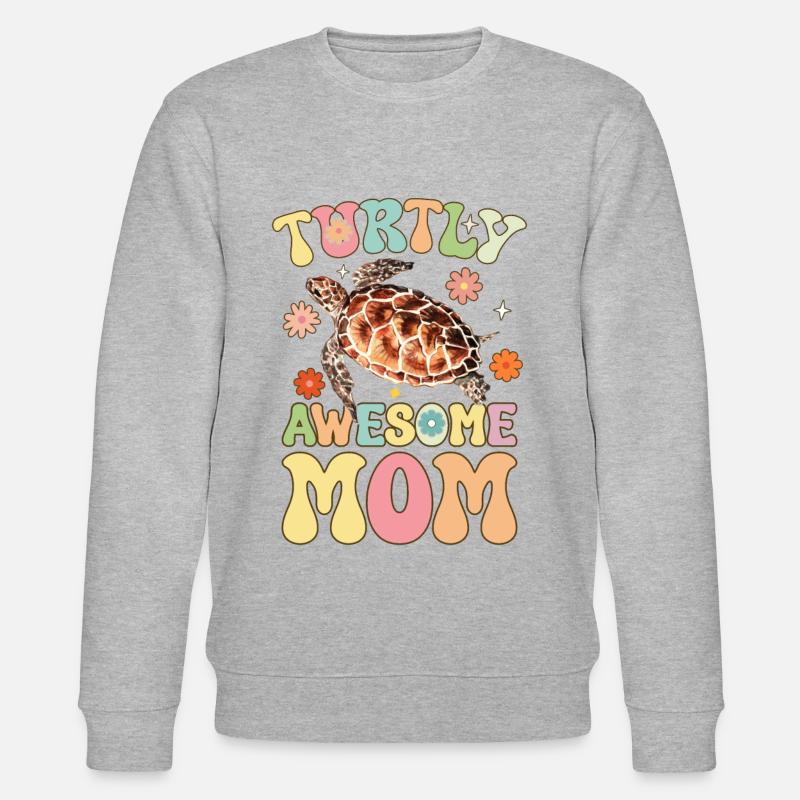 Groovy Turtle Lover Mom - Stanley/Stella Unisex Bio-Sweatshirt CHANGER  - Grau meliert