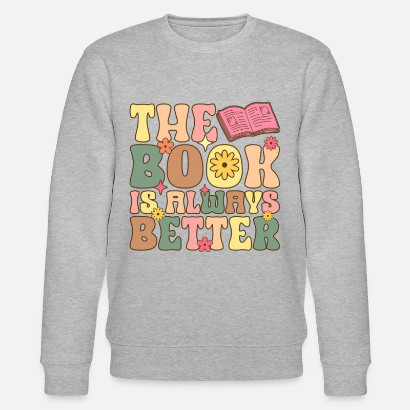 Groovy Book Reader - Stanley/Stella CHANGER Unisex Organic Sweatshirt - heather grey