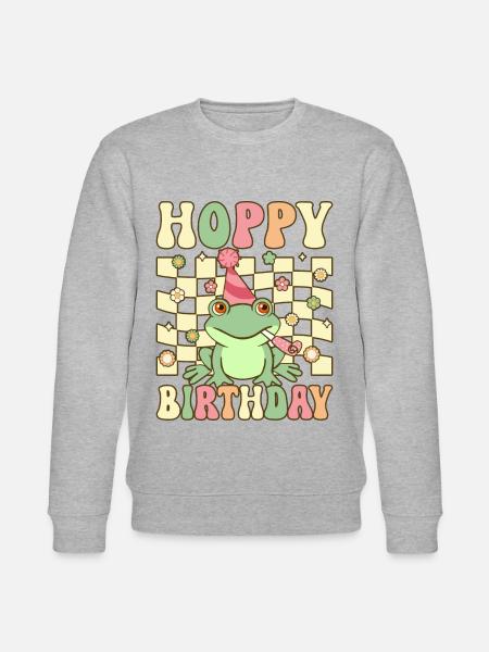 Groovy Frog Lovers Happy Birthday - Stanley/Stella CHANGER Unisex Organic Sweatshirt - heather grey