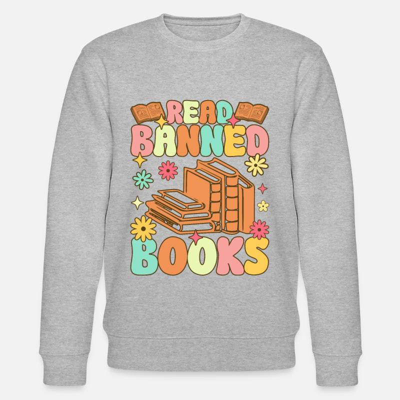 Groovy Book Reader - Stanley/Stella CHANGER Unisex Organic Sweatshirt - heather grey