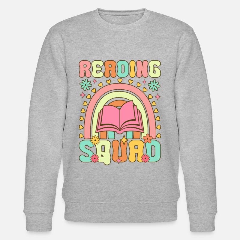 Groovy Book Reader - Stanley/Stella CHANGER Unisex Organic Sweatshirt - heather grey