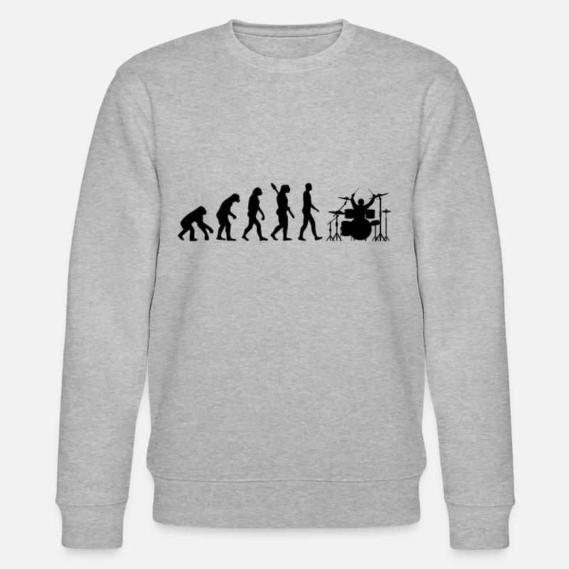 Drummer Drums Evolution Drummer Gift - Stanley/Stella CHANGER Unisex Organic Sweatshirt - heather grey
