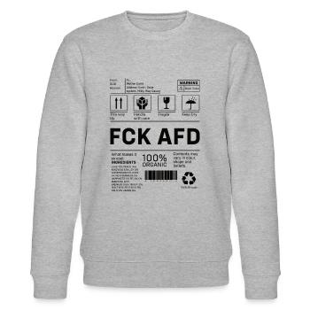 FCK AFD label - Stanley/Stella CHANGER Unisex Organic Sweatshirt - heather grey - Front - Nik (191cm) & Marisol (170cm)