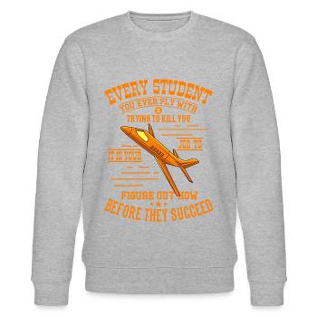 TRY TO KILL YOU Piloten Geschenk Für Fluglehrer - Stanley/Stella Unisex Bio-Sweatshirt CHANGER  - Grau meliert - Vorne - Nik (191cm) & Marisol (170cm)