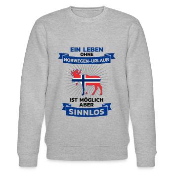 Norwegen Urlaub Skandinavien Spruch - Stanley/Stella Unisex Bio-Sweatshirt CHANGER  - Grau meliert - Vorne - Nik (191cm) & Marisol (170cm)