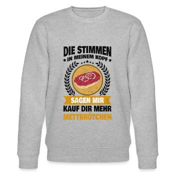 Mett Mettbrötchen Hackfleisch Hackepeter Brötchen - Stanley/Stella Unisex Bio-Sweatshirt CHANGER  - Grau meliert - Vorne - Nik (191cm) & Marisol (170cm)