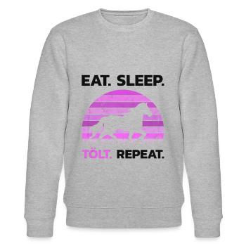 Islandpferd Eat Sleep Tölt Repeat Retro Geschenk - Stanley/Stella Unisex Bio-Sweatshirt CHANGER  - Grau meliert - Vorne - Nik (191cm) & Marisol (170cm)