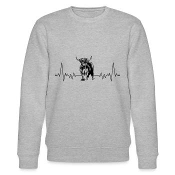 Schottisches Hochlandrind Herzschlag Rind Landwirt - Stanley/Stella Unisex Bio-Sweatshirt CHANGER  - Grau meliert - Vorne - Nik (191cm) & Marisol (170cm)