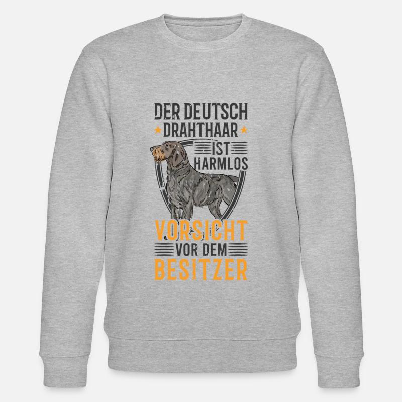 Deutsch Drahthaar Spruch Jagdhund Hund - Stanley/Stella Unisex Bio-Sweatshirt CHANGER  - Grau meliert
