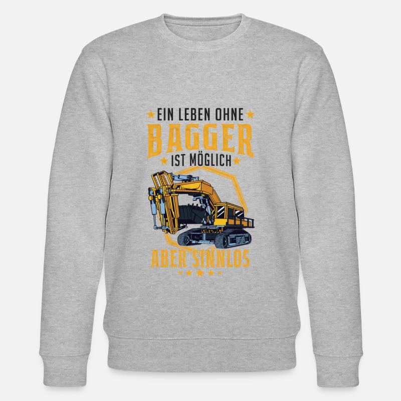 Baggerführer Bagger Spruch Baggerfahrer Geschenk - Stanley/Stella Unisex Bio-Sweatshirt CHANGER - Grau meliert