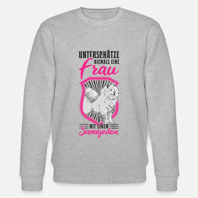 Samojede Frau Samojeden Mädchen Schlittenhund - Stanley/Stella Unisex Bio-Sweatshirt CHANGER  - Grau meliert