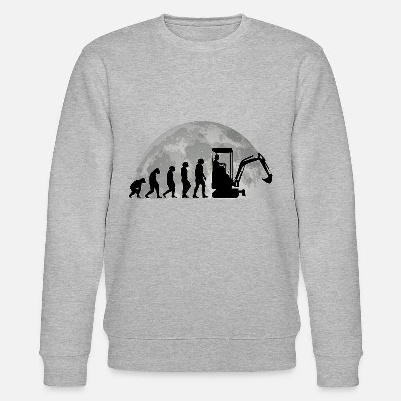 Baggerführer Bagger Evolution Mond Baggerfahrer - Stanley/Stella Unisex Bio-Sweatshirt CHANGER  - Grau meliert