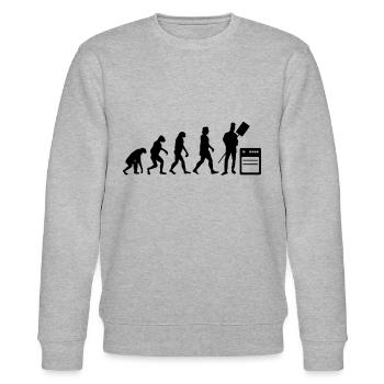 Bäcker Evolution Bäckermeister Konditor Backen - Stanley/Stella Unisex Bio-Sweatshirt CHANGER  - Grau meliert - Vorne - Nik (191cm) & Marisol (170cm)