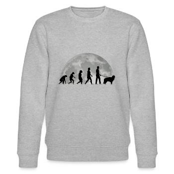 Hovawart Evolution Moon Dog Saying - Stanley/Stella CHANGER Unisex Organic Sweatshirt - heather grey - Front - Nik (191cm) & Marisol (170cm)