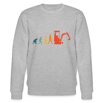 Excavator Operator Evolution Retro - Stanley/Stella CHANGER Unisex Organic Sweatshirt - heather grey - Front - Nik (191cm) & Marisol (170cm)
