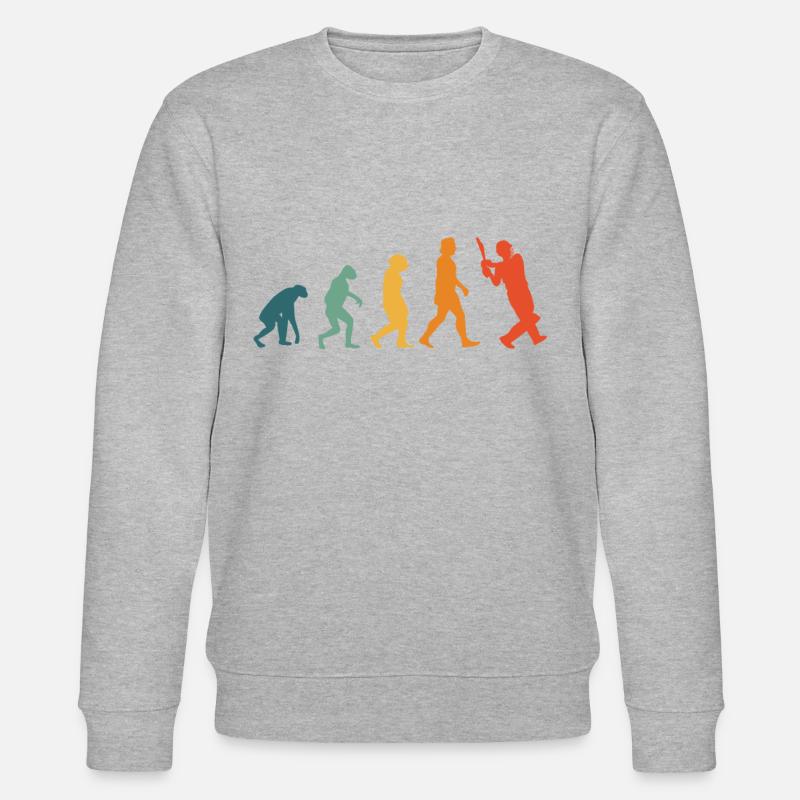 Cricket Evolution Retro Cricketer - Stanley/Stella CHANGER Unisex Organic Sweatshirt - heather grey