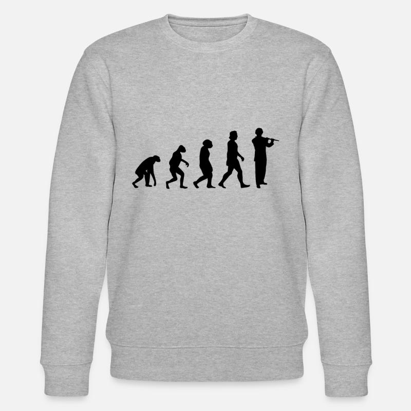 Flötist Evolution Querflöte Flöte - Stanley/Stella Unisex Bio-Sweatshirt CHANGER  - Grau meliert