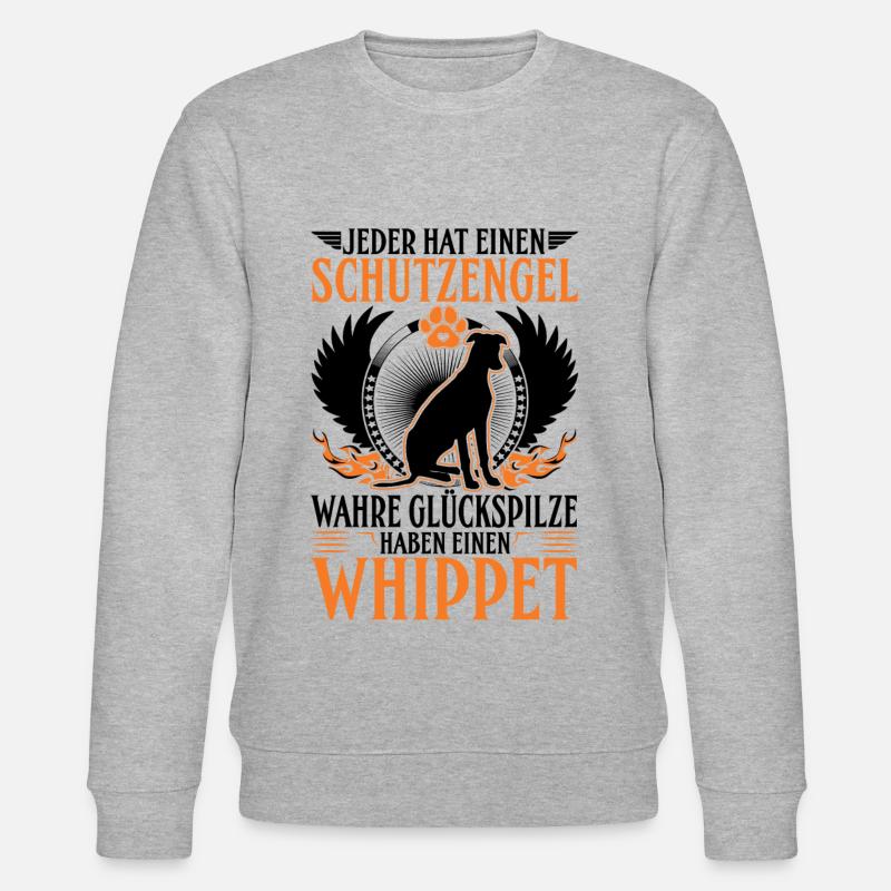 Whippet Schutzengel Windhund Sighthound - Stanley/Stella Unisex Bio-Sweatshirt CHANGER  - Grau meliert