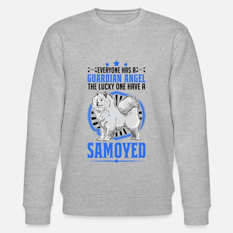 Samojede Schutzengel Schlittenhund Samojeden - Stanley/Stella Unisex Bio-Sweatshirt CHANGER - Grau meliert