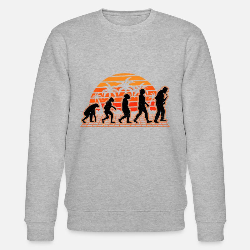 Saxophone Evolution Sunset Saxophonist - Stanley/Stella CHANGER Unisex Organic Sweatshirt - heather grey