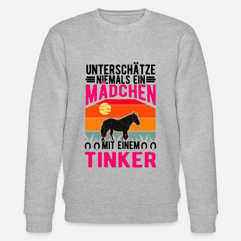 Irish Tinker Pferd Mädchen Tinkerpferd - Stanley/Stella Unisex Bio-Sweatshirt CHANGER  - Grau meliert