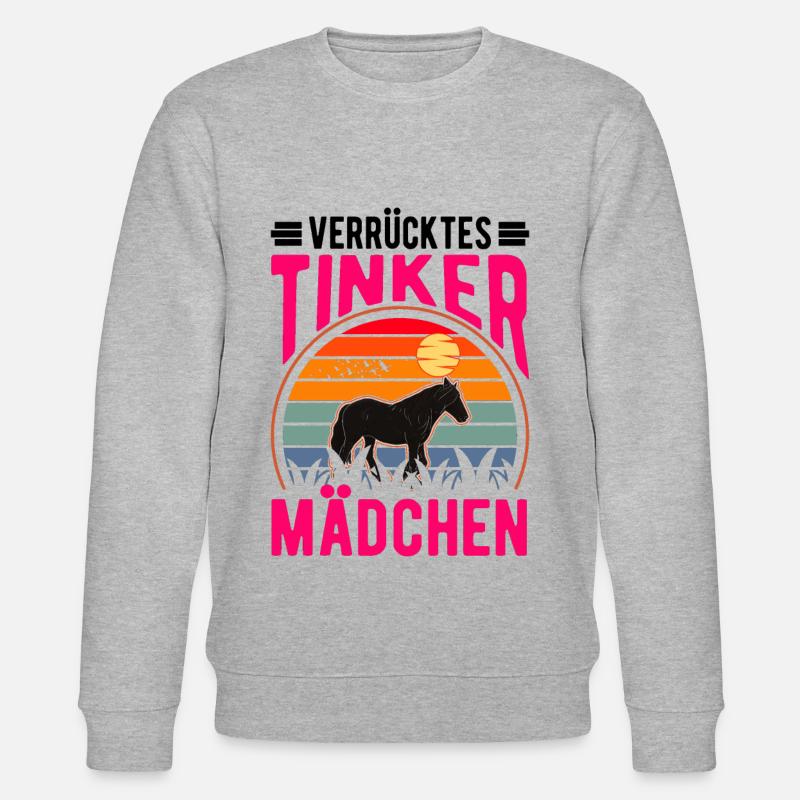 Verrücktes Tinker Mädchen Tinkerpferd - Stanley/Stella Unisex Bio-Sweatshirt CHANGER  - Grau meliert