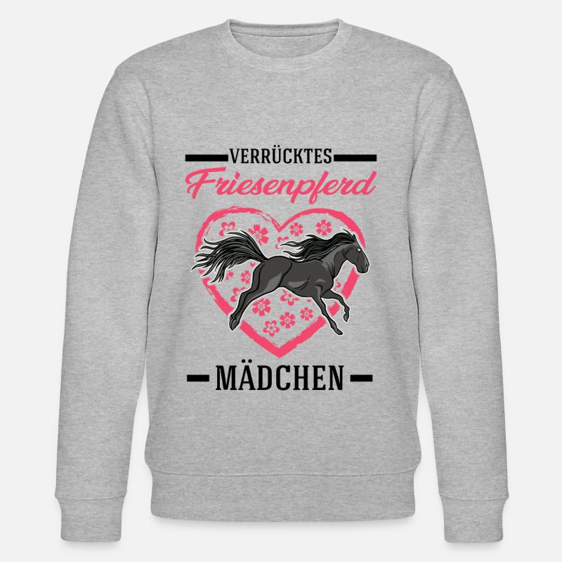 Verrücktes Friesenpferd Mädchen - Stanley/Stella Unisex Bio-Sweatshirt CHANGER  - Grau meliert